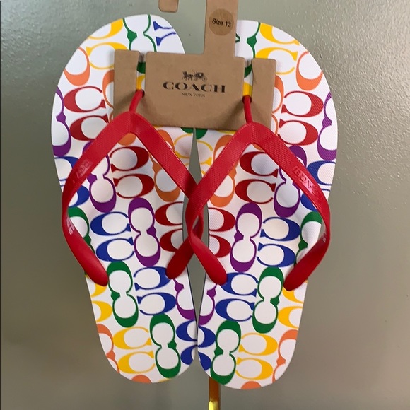 Coach Pride Rainbow Flip Flops/Sandals NWT - Picture 1 of 4